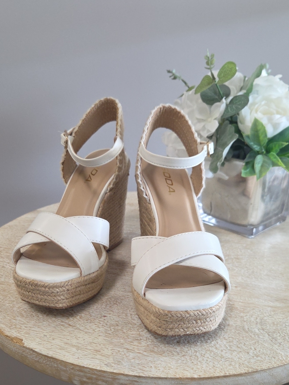 Soda White Espadrille Platform Wedge Sandals